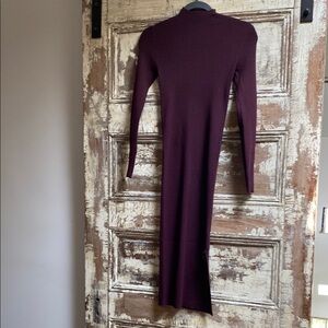 Vici Burgundy Ribbed Turtleneck Sweater Dress W/ Side Split, Size Small